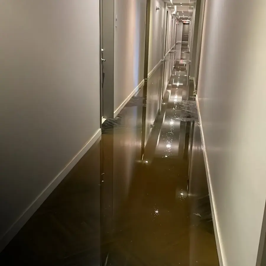 Water extraction from a flooded floor in Lakewood, Dallas